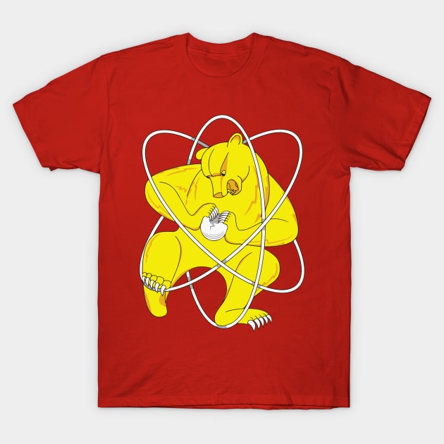 Bear Splitting Atom Zheleznogorsk Flag T-Shirt by dumbshirts